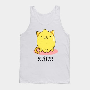 Sour Puss Cute Cat Lemon Pun Tank Top